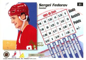 1995-96 Summit - Artist's Proofs #31 Sergei Fedorov Back