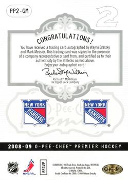 2008-09 O-Pee-Chee Premier - Duos #PP2-GM Wayne Gretzky / Mark Messier  Back