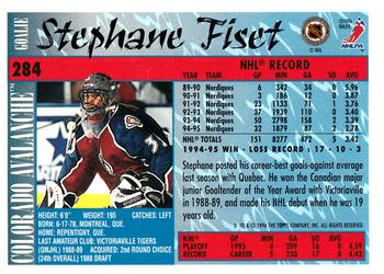 1995-96 Topps #284 Stephane Fiset Back