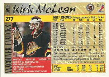 1995-96 Topps #277 Kirk McLean Back