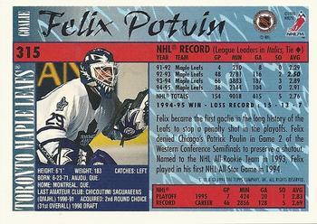 1995-96 Topps #315 Felix Potvin Back