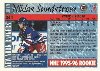 1995-96 Topps #341 Niklas Sundstrom Back