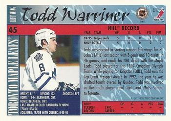 1995-96 Topps #45 Todd Warriner Back