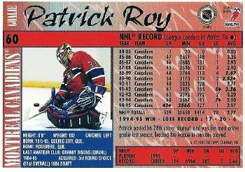 1995-96 Topps #60 Patrick Roy Back