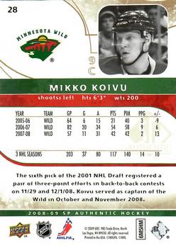 2008-09 SP Authentic - Limited #28 Mikko Koivu  Back