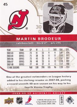 2008-09 SP Authentic - Limited #45 Martin Brodeur  Back