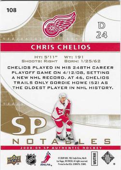 2008-09 SP Authentic - Limited #108 Chris Chelios Back