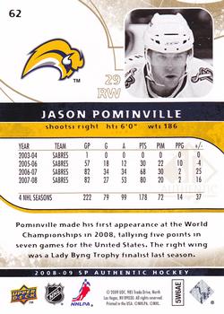 2008-09 SP Authentic - Limited #62 Jason Pominville  Back