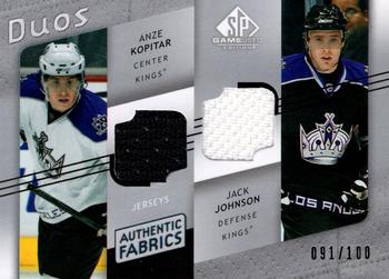 2008-09 SP Game Used - Authentic Fabrics Duos #AF2-BJ Anze Kopitar / Jack Johnson  Front
