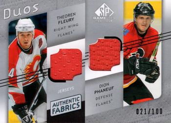 2008-09 SP Game Used - Authentic Fabrics Duos #AF2-FP Theoren Fleury / Dion Phaneuf  Front