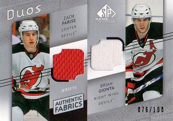 2008-09 SP Game Used - Authentic Fabrics Duos #AF2-GP Zach Parise / Brian Gionta  Front