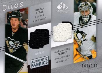 2008-09 SP Game Used - Authentic Fabrics Duos #AF2-JM Jordan Staal / Marc-Andre Fleury  Front