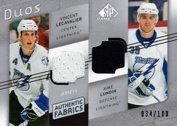 2008-09 SP Game Used - Authentic Fabrics Duos #AF2-LI Vincent Lecavalier / Mike Lundin  Front