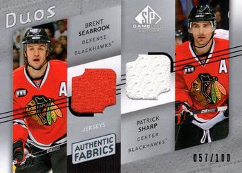 2008-09 SP Game Used - Authentic Fabrics Duos #AF2-PS Patrick Sharp / Brent Seabrook  Front