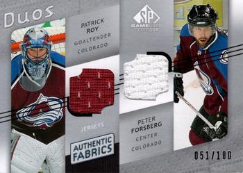 2008-09 SP Game Used - Authentic Fabrics Duos #AF2-RF Patrick Roy / Peter Forsberg  Front