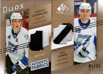 2008-09 SP Game Used - Authentic Fabrics Duos Patches #AF2-LI Vincent Lecavalier / Mike Lundin  Front