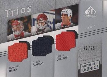 2008-09 SP Game Used - Authentic Fabrics Trios #AF3-CHO Dominik Hasek / Chris Osgood / Chris Chelios  Front