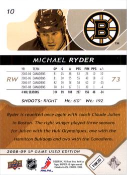 2008-09 SP Game Used - Gold #10 Michael Ryder  Back