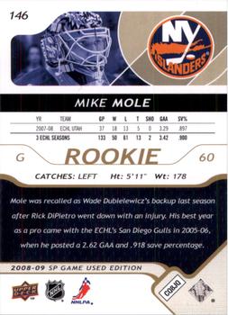 2008-09 SP Game Used - Gold #146 Mike Mole  Back