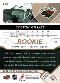 2008-09 SP Game Used - Gold #155 Colton Gillies  Back