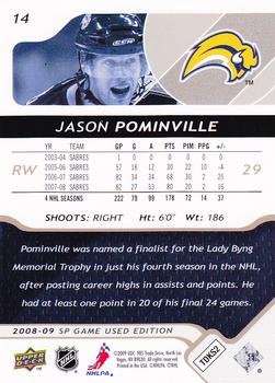 2008-09 SP Game Used - Gold Spectrum #14 Jason Pominville  Back