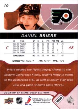 2008-09 SP Game Used - Platinum #76 Daniel Briere  Back