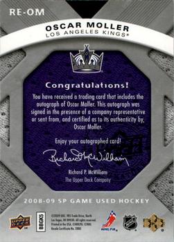 2008-09 SP Game Used - Rookie Exclusive Autographs #RE-OM Oscar Moller  Back