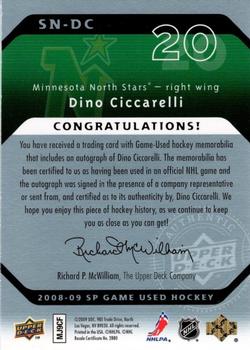 2008-09 SP Game Used - SIGnificant Numbers #SN-DC Dino Ciccarelli Back