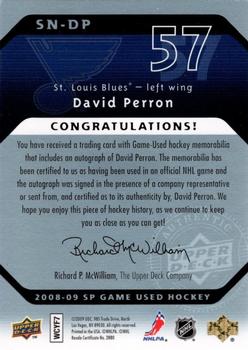2008-09 SP Game Used - SIGnificant Numbers #SN-DP David Perron Back