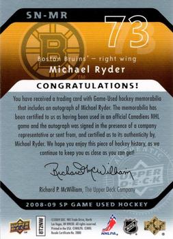 2008-09 SP Game Used - SIGnificant Numbers #SN-MR Michael Ryder Back