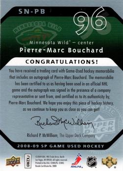 2008-09 SP Game Used - SIGnificant Numbers #SN-PB Pierre-Marc Bouchard Back
