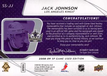 2008-09 SP Game Used - SIGnificant Swatches #SS-JJ Jack Johnson  Back