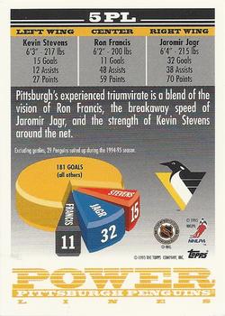 1995-96 Topps - Power Lines #5PL Kevin Stevens / Ron Francis / Jaromir Jagr Back
