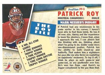 1995-96 Topps - ProFiles #PF-3 Patrick Roy Back