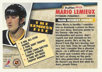 1995-96 Topps - ProFiles #PF-15 Mario Lemieux Back