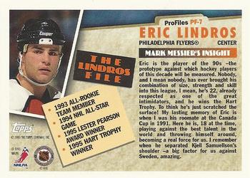 1995-96 Topps - ProFiles #PF-7 Eric Lindros Back