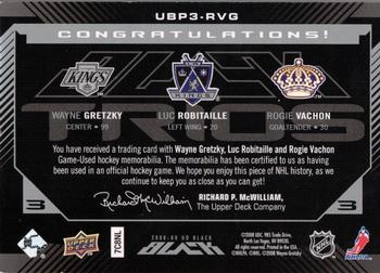 2008-09 UD Black - Jerseys Trios #UBP3-RVG Luc Robitaille / Rogie Vachon / Wayne Gretzky Back