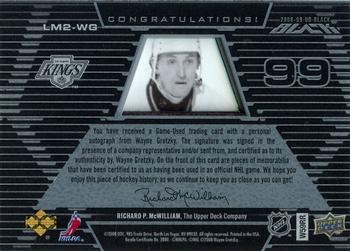 2008-09 UD Black - Lustrous Materials Autographs Jerseys #LM2-WG Wayne Gretzky  Back