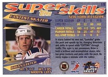 1995-96 Topps Super Skills #19 Brian Leetch Back