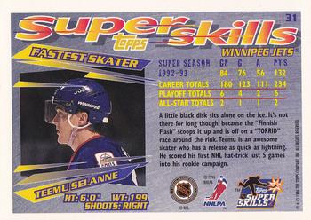 1995-96 Topps Super Skills #31 Teemu Selanne Back