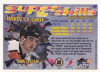 1995-96 Topps Super Skills #42 John LeClair Back