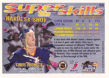 1995-96 Topps Super Skills #54 Chris Pronger Back