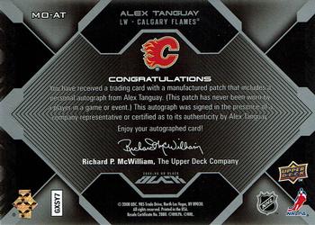 2008-09 UD Black - Marks of Obsidian Autographs Patches #MO-AT Alex Tanguay  Back