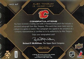 2008-09 UD Black - Marks of Obsidian Autographs Patches Gold #MO-AT Alex Tanguay  Back