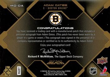 2008-09 UD Black - Marks of Obsidian Autographs Patches Gold #MO-OA Adam Oates Back
