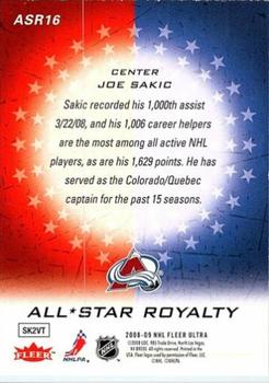 2008-09 Ultra - All-Star Royalty #ASR16 Joe Sakic  Back