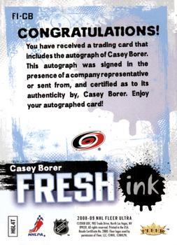 2008-09 Ultra - Fresh Ink #FI-CB Casey Borer  Back