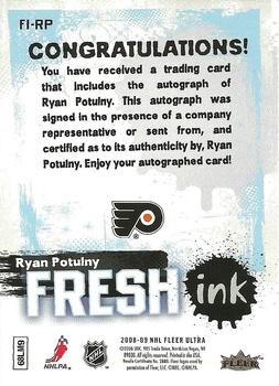 2008-09 Ultra - Fresh Ink #FI-RP Ryan Potulny  Back