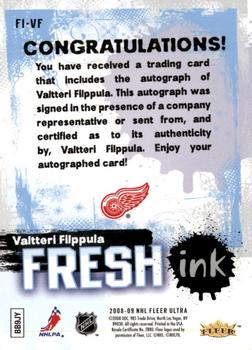 2008-09 Ultra - Fresh Ink #FI-VF Valtteri Filppula  Back