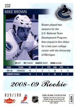 2008-09 Ultra - Ice Medallion #232 Mike Brown  Back